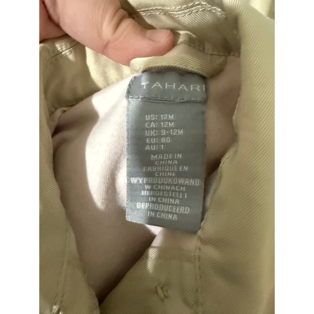 Tahari Trench Coat‎ Kids 12M Beige Ruffle Sleeve Belted Button Front Jacket